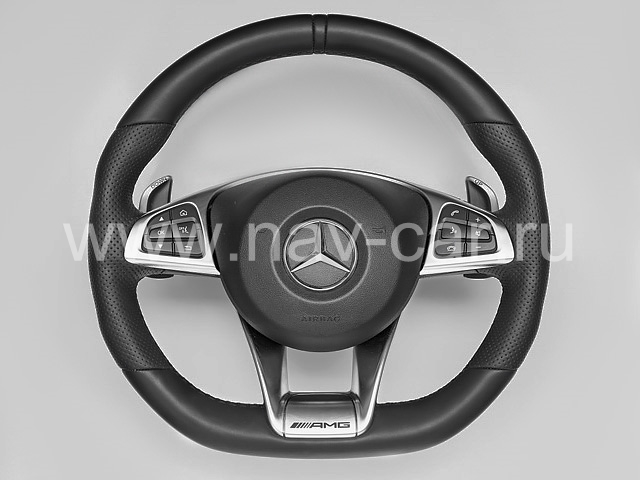 Спортивный руль AMG 6.3 Mercedes ML класс W166 с перфорированной кожей