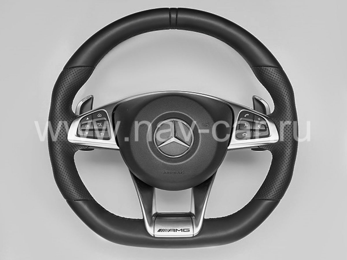 Спортивный руль AMG 6.3 Mercedes GLC с перфорированной кожей